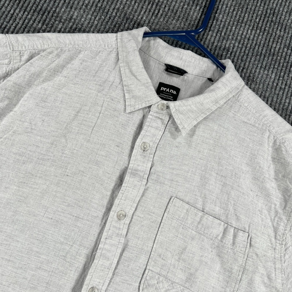 Prana Shirt Mens XL Extra Large Gray Long Sleeve Button Up Casual Outdoor Light